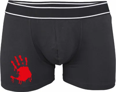 Produktbild von Boxershorts - Mann - Boxer-0037-man-black-v-S - schwarz - S - vorn - Halloween Hand - lustiges Motiv - Spruch - Unterwäsche - Unterhose - Freizeit - lustig