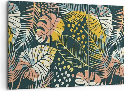 Produktbild von Bild auf Leinwand - Leinwandbild - 3 Teile - Blätter modern bunt - 105x70cm - Wand Bild - Wanddeko - Wandbilder - Leinwanddruck - Bilder - Wanddekoration - Leinwand bilder - Wandbild - CE105x70-4630