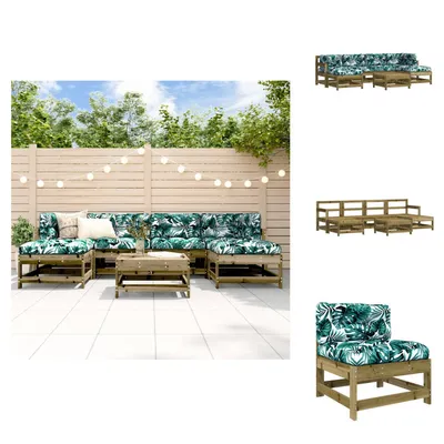 Produktbild von vidaXL 7-tlg. Garten-Lounge-Set mit Kissen Imprägniertes Kiefernholz -  Gartenmöbel-Sets