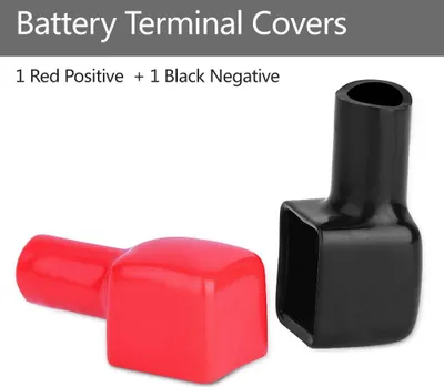 Imagen del producto de 2 terminales de batería, color rojo y , con buen aislamiento para proteger los conectores