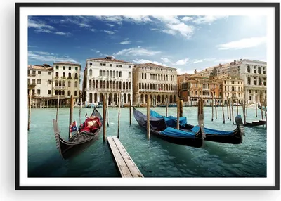 Produktbild von Gerahmtes Poster - Schwarzer Rahmen - Architektur venedig italien gondel - 100x70 cm - Wand Bild - Wanddeko - Wandbilder - Wandposter - Bilderrahmen - Bilder - Kunstdruck - Wandbild - P2BAA100x70-2705