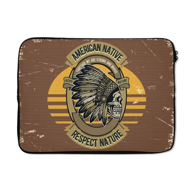 Produktbild von MuchoWow® Laptop Hülle 13 Zoll Mannshöhle - Indianerformschnitt - Schädel - Vintage Laptoptasche - Laptophülle - Sleeve - Rundumschutz