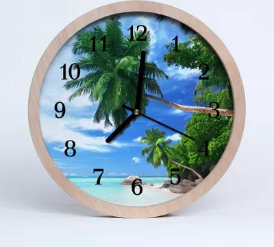 Produktbild von Holzuhr 30fi cm wanduhr - Palmen Blumen