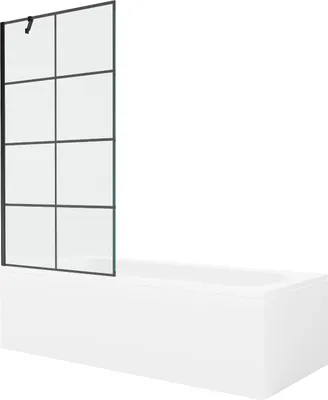 Immagine prodotto di Mexen Vega vasca rettangolare 160 x 70 cm con pannello frontale e paravento a 1 anta 90 cm, motivo nero - 550116070X9509007077