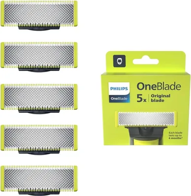 Immagine prodotto di Lame originali Philips OneBlade - 5 lame di ricambio originali, per rifinire e radere viso e corpo, QP250/50