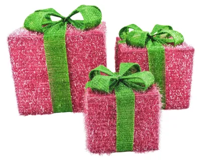 Image de Décoration de Noël LED - Modèle S3 - Polystyrène - Rose/Vert - 15/20/25 cm
