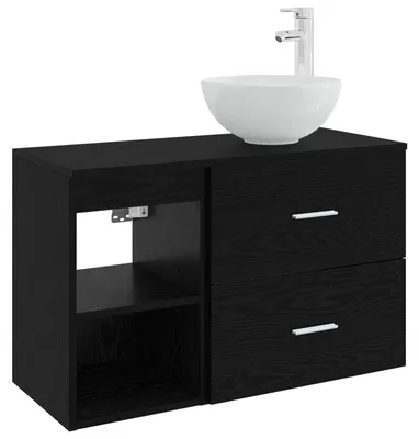 Obrázek produktu pro Sada koupelnového nábytku 2 pcs Černý dub Kompozitní dřevo