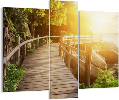 Produktbild von Bild auf Leinwand - Leinwandbild - Brücke Meer Welle - 95x80cm - Wand Bild - Wanddeko - Wandbilder - Leinwanddruck - Bilder - Kunstdruck - Wanddekoration - Leinwand bilder - Wandkunst - CB95x80-3876