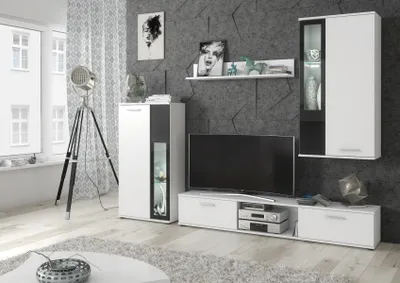 Produktbild von Anbauwand Wohnwand Wohnzimmer Schrankwand WOW mit Led Beleuchtung