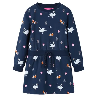 Image de vidaXL Robe à manches longues pour enfants bleu marine 104