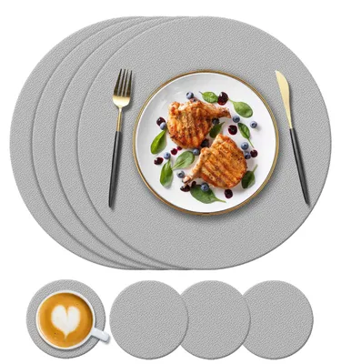 Productafbeelding van Set van 4 Ronde Silicone Placemat en Onderzetters
