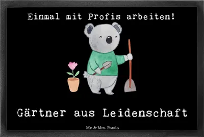 Produktbild von Mr. & Mrs. Panda Schmutzmatte Gärtner Leidenschaft 40 x 60 cm - Schwarz - Geschenk, Spruch, Gärtnerei, fußmatte, Outdoor-Matte, Lustig, Gummimatte, Gartenbau, Fussmatte