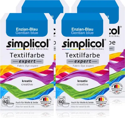 Produktbild von Simplicol Textilfarbe expert Enzian-Blau 150g - Farbe zum Färben (4er Pack)