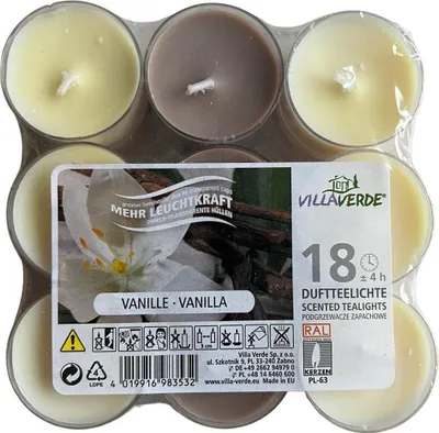 Produktbild von VillaVerde Duftteelichte, Teelicht, Duftkerze, Duftteelicht 18 Vanille klein