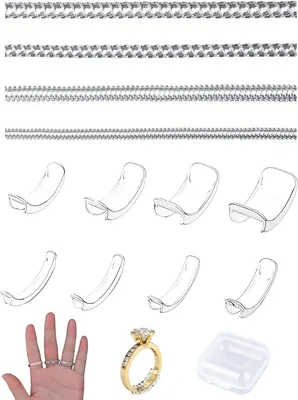 Imagen del producto de Reductores transparentes de tamaño para anillos, 12 unidades, ideales para anillos demasiado grandes, ajustadores de anillos discretos