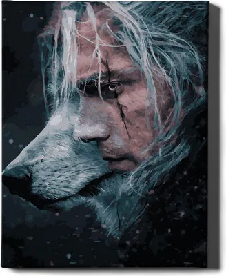 Zdjęcie produktu dla Oh Art! - Zestaw do malowania po numerach Wiedźmin - 40x50cm, z drewnianą ramą i pędzlami DIY