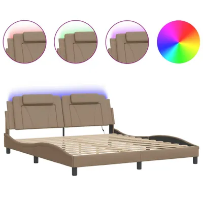 Produktbild von Bettgestell "Viana" mit LED ohne Matratze Cappuccino-Braun 180x200 cm Kunstleder