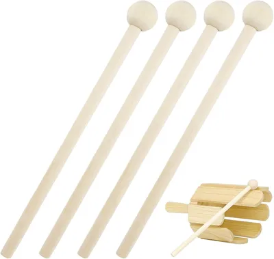 Produktbild von Holz Mallet Drum Sticks 15 cm, 4 Stück, Naturholz, für Musikunterricht und Zuhause