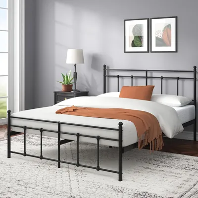 Metallbett 135x190 cm mit Stauraum, schwarz