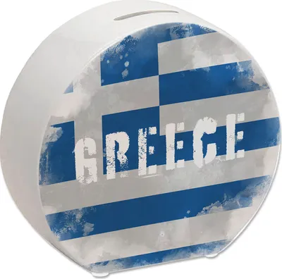 Produktbild von Spardose mit Griechenland-Flagge im Used Look - Sparschwein für Urlauber