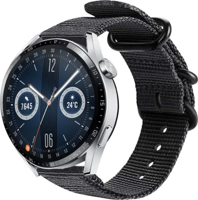 Produktbild von Strap-it Huawei Watch GT 3 46mm Nylon-Schnallenarmband (Schwarz)