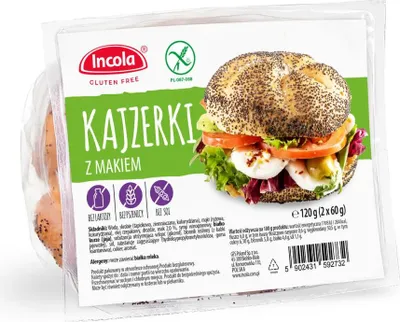 BUŁKA KAJZERKA Z MAKIEM BEZGLUTENOWA (2 szt.) 120 g - INCOLA