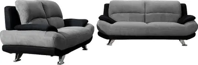 Produktbild von MUSKO 3+2 Mikrofaser-Lounge-Set - Zweifarbiges Modell: grau und schwarz