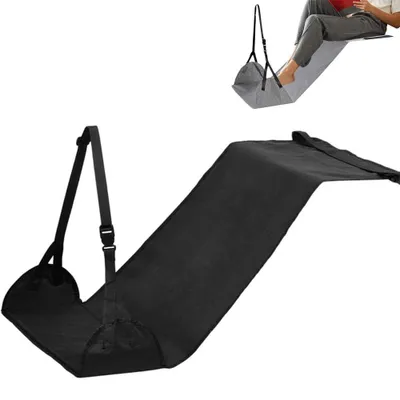 Produktbild von Reise-Fußstütze – Flugzeug-Fußstütze – Fußhängematte – Reise-Fußkissen – Tragbare Fußstütze – 110 x 45 cm – Verstellbar – Für Flugreisen - Schwarz