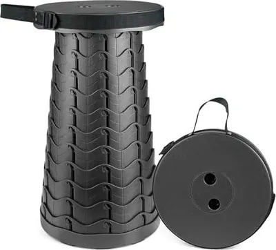 Produktbild von Hesanzol Tragbarer Teleskophocker, einziehbarer Klapphocker für Camping, Garten, Angeln, Wandern, Reisen, Grillen, verstellbare Klapphocker, maximale Traglast 180 kg