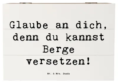 Produktbild von Mr. & Mrs. Panda Box Spruch Selbstvertrauen stärken 22 x 15 cm - Weiß - Geschenk, Geschenkbox, truhe mit deckel, Vertrauen, Zuversicht, Motivation, Trost, schatztruhe