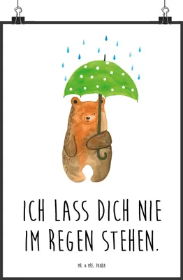 Produktbild von Mr. & Mrs. Panda Bild Bär Regenschirm DIN A2 - Weiß - Geschenk, Liebe, Plakat, Liebeskummer, Kunstdruck, drucke, Familie, Freunde, Spruch, Wanddekoration, wanddeko, Teddy