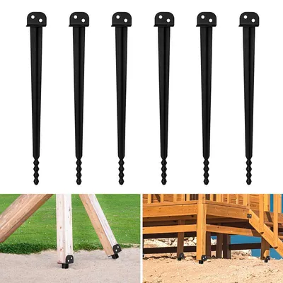 Obrázok produktu pre Peviasot 6x L-držák na stĺpik 500 mm na zabitie do zeme, šírka vidlice 40 mm, čierna železná objímka na zabitie, kotva na drevené stĺpiky, záhradný plot, pergola, prístrešok pre auto a drevená kôlňa