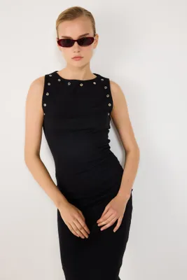 Produktbild von Midikleid mit metallischen Accessoires, Black, M