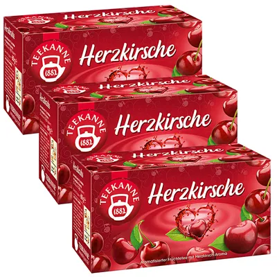 Image de Teekanne Cerise de cœur Arôme Thé Romantique Infusion de fruits 45g Pack de 3
