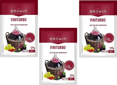 Produktbild von 3x Turbo Weinhefe für schnelle Gärung Hefe + Hefenährsalz Wein machen Obstwein ViniTurbo