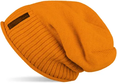 Produktbild von styleBREAKER Uni Beanie Mütze mit Fleece Innenfutter und Label | Warme Winter Strickmütze aus Feinstrick | Elastische Longbeanie für Damen und Herren