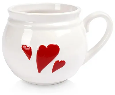 Image de Tasse en céramique "COEUR" - Tasse à café - 800 ml - Blanche - e LFGB