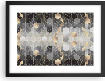 Produktbild von Gerahmtes Poster - Schwarzer Rahmen - Geometrisch Abstraktion Sechsecke - 40x30 cm - Wand Bild - Wanddeko - Wandbilder - Kunstposter - Wandposter - Bilderrahmen - Bilder - Kunstdruck - P2BAA40x30-4776