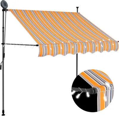 Obrázok produktu pre Ručne zaťahovacia markíza s LED 100 cm, žlto modrá