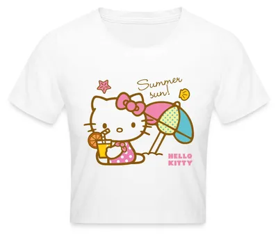 Produktbild von Spreadshirt Hello Kitty Am Strand Summer Sun Crop Top, XL, Weiß