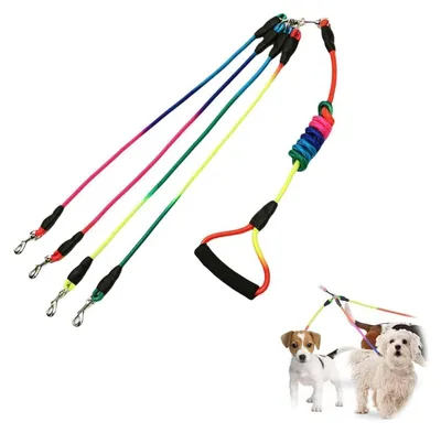 Immagine prodotto di Guinzaglio multifunzione in nylon intrecciato, regolabile, per 1-4 cani, con manico imbottito