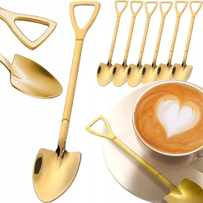 Produktbild von Kleine goldene Teelöffel im Schaufeldesign, 6 Stück