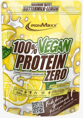 Produktbild von IronMaxx 100% Vegan Protein Zero – 500g-Beutel Buttermilk Lemon