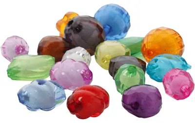 Produktbild von Acrylperlen, Größe 8-20 mm, Lochgröße 2-3 mm, Sortierte Farben, 1000 g/ 1 Pck [HOB-740645]