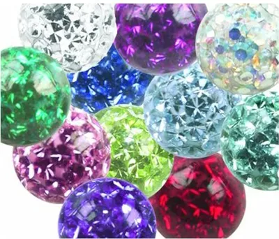 Produktbild von Hochwertige Schraubkugel Piercing- mit Innengewinde 1,6mm aus Stahl - besetzt mit Kristall Elements - und Epoxy Harz Versiegelt