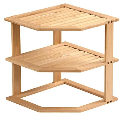 Küchenregal aus Bambus, 2 Ebenen, Eckform, 25x25x27 cm