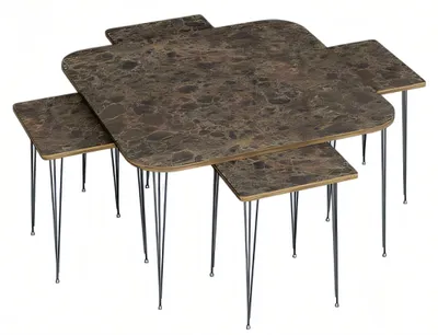 Produktbild von Eleganter Holz-Couchtisch mit Beistelltischen in Braun, modernes