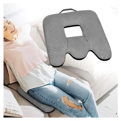 Produktbild von Kissen zur Linderung von Steißbeinschmerzen - Orthopädisches Kissen für Bett, Hämorrhoiden und Genesung | Atmungsaktive Sitzpolster für Bürostuhl, Auto und Rollstuhl (Grau)