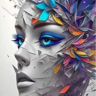 Zdjęcie produktu dla Diamentowa mozaika – portret kobiety, abstrakcja, 30x40 cm. Kreatywne diamenty