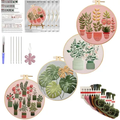 Stick-Set 4er-Pack Blumenmotive für Erwachsene DIY